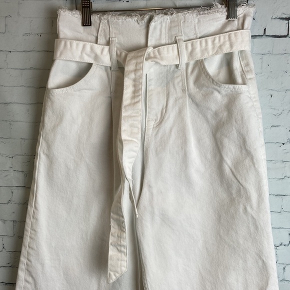 ZARA Wide Leg Jeans Denim Cropped Belted High Waist Summer Spring elevated basic - Picture 11 of 16